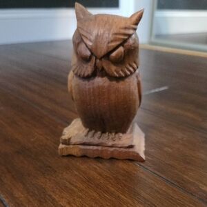 Wooden Owl Figurine - Brown